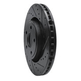 R1 11-25 Dodge Durango Front Right Drilled & Slotted Black Brake Rotor