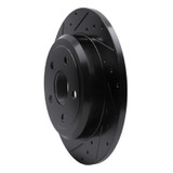 R1 11-22 Dodge Durango Rear Left Drilled & Slotted Black Brake Rotor