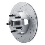 R1 65-67 Ford Falcon Front Left Drilled & Slotted Silver Brake Rotor