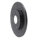 R1 08-16 Chrysler Town & Country Rear Right Drilled & Slotted Black Brake Rotor