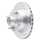 R1 79-81 Ford Mustang Front Right Drilled & Slotted Silver Brake Rotor