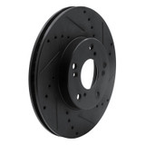 R1 06-15 Honda Civic Front Right Drilled & Slotted Black Brake Rotor