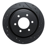 R1 2021-2025 Ford F-150 RWD Rear Right Drilled & Slotted Black Brake Rotor
