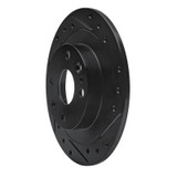 R1 1990-2003 Ford Escort Rear Right Drilled & Slotted Black Brake Rotor