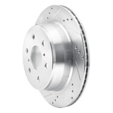 R1 07-20 Cadillac Escalade EXT Rear Left Drilled & Slotted Silver Brake Rotor