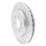 R1 04-09 Cadillac SRX Rear Right Drilled & Slotted Silver Brake Rotor