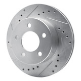 R1 90-99 Jeep Cherokee Front Left Drilled & Slotted Silver Brake Rotor