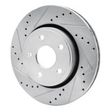 R1 05-10 Jeep Commander Front Left Drilled & Slotted Silver Brake Rotor