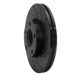 R1 04-13 Mazda 3 Front Right Drilled & Slotted Black Brake Rotor