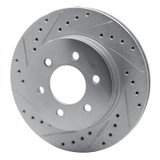 R1 97-02 Dodge Dakota 4WD Front Left Drilled & Slotted Silver Brake Rotor