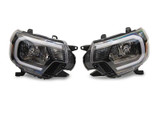 Raxiom 12-15 Toyota Tacoma Axial Series Headlights w/ LED Bar- Black Housing (Clear Lens)
