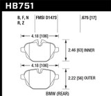 Hawk 2015 BMW 428i Gran Coupe / 11-16 535i / 11-16 X3/X4 HP Plus Rear Brake Pads