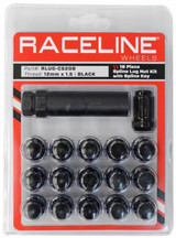 Raceline Spline Lug Nut Kit with Spline Key 12 x 1.5 - 16 Pack - Black