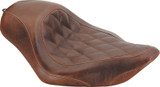 Mustang 04-21 Harley Sportster Wide Tripper Solo Seat Diamond Stitch- Distressed Brown