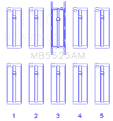 King Engine Bearings Ford 98Ci 1.6L 8V (Size +0.25mm) Main Bearing Set
