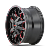 Mayhem 8015 Warrior 20x9 / 5x127 BP / 0mm Offset / 87mm Hub Black w/ Prism Red Wheel