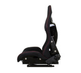 NRG FRP Bucket Seat - Reclinable (Black Cloth w/Red Stitching)