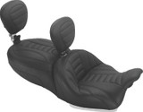 Mustang 15-21 Harley Freewheeler Std Touring Deluxe 1PC Seat w/Driver and Passenger Backrest - Black