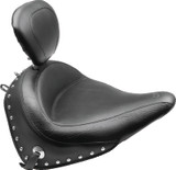 Mustang 00-15 Harley Softail Std Rear Tire Wide Touring Solo Seat w/Driver Backrest Studs- Black