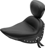 Mustang 84-06 Harley Standard Rear Tire Standard Touring Solo Seat w/Driver Backrest Studs - Black