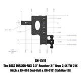 Gen-Y The Boss Torsion-Flex 2.5in Receiver 21in Drop Hitch w/GH-061 Dual-Ball/Stabilizer Kit