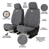 Covercraft 19-25 Chevrolet Silverado Carhartt Super Dux SeatSaver Front Row Custom Seat Cvr- Gravel