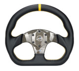 NRG Carbon Fiber Flat Bottom Steering Wheel (320mm) Yellow CF Center w/Yellow Stitch/Yellow Mark