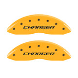 MGP 4 Caliper Covers Engraved Front & Rear Block/Charger Yellow finish black ch