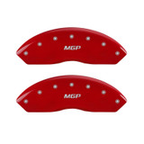 MGP Front set 2 Caliper Covers Engraved Front MGP Red finish silver ch