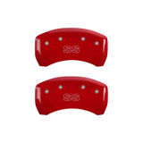 MGP 4 Caliper Covers Engraved Front Gen 4/Camaro Engraved Rear Gen 4/SS Red finish silver ch