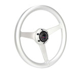 NRG Aluminum Steering Wheel 330mm - Heritage Solid Spoke - Ergonomic Grip - Anadized Silver
