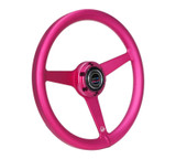 NRG Aluminum Steering Wheel 330mm - Heritage Solid Spoke - Ergonomic Grip - Anadized Pink