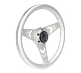 NRG Aluminum Steering Wheel 330mm - Arow Cutout - Ergonomic Grip - Anadized Silver