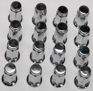 16/pk 3/8"-24 Flat Base Chrome Lug Nuts