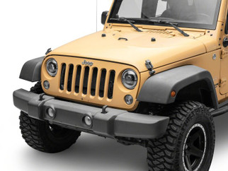 Raxiom 07-08 Jeep Wrangler JK Hi Output LED Headlights/Angel Eye DRL- Black Housing- Clear Lens
