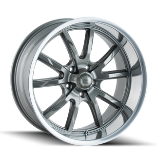 Ridler 650 18x8 / 5x127 BP / 0mm Offset / 83.82mm Hub Gloss Grey Polished Wheel