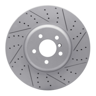 R1 09-17 BMW 750I Right Front Drilled & Slotted Geo-Carbon Rotor