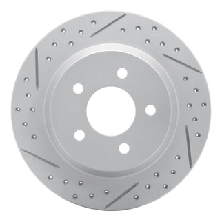 R1 94-04 Ford Mustang Rear Left Drilled & Slotted Geo-Carbon Rotor