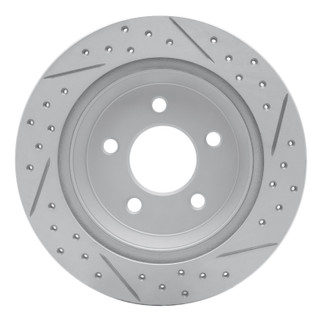 R1 94-04 Ford Mustang Rear Left Drilled & Slotted Geo-Carbon Rotor