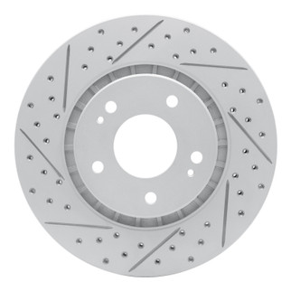 R1 09-15 Mitsubishi Lancer Front Left Drilled & Slotted Geo-Carbon Rotor