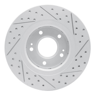 R1 09-15 Mitsubishi Lancer Front Left Drilled & Slotted Geo-Carbon Rotor