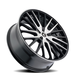 Kraze KR185 Double Down 22x8.5 / 5x108/114.3 BP / 38mm Offset / 73mm Hub Gloss Black Machined Wheel