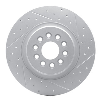 R1 03-05 Jaguar S-Type Rear Right Drilled & Slotted Geo-Carbon Rotor