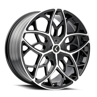 Kraze KR184 Ricochet 22x8.5 / 5x115/120 BP / 38mm Offset / 74.1mm Hub Gloss Black Machined Wheel
