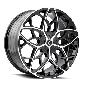 Kraze KR184 Ricochet 22x8.5 / 5x112/114.3 BP / 38mm Offset / 72.62mm Hub Gloss Black Machined Wheel
