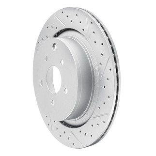 R1 09-24 Infiniti Q70 Rear Right Drilled & Slotted Geo-Carbon Rotor