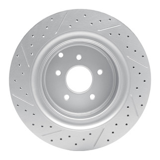 R1 09-24 Infiniti Q70 Rear Right Drilled & Slotted Geo-Carbon Rotor