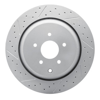 R1 09-24 Infiniti M56 Rear Left Drilled & Slotted Geo-Carbon Rotor