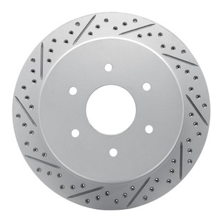 R1 17-24 Nissan Titan Rear Left Drilled & Slotted Geo-Carbon Rotor
