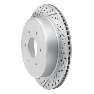 R1 17-24 Nissan Titan Rear Left Drilled & Slotted Geo-Carbon Rotor